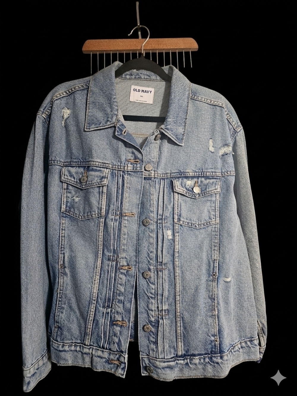 Old Navy Light Blue Denim Jacket with Distressed Details